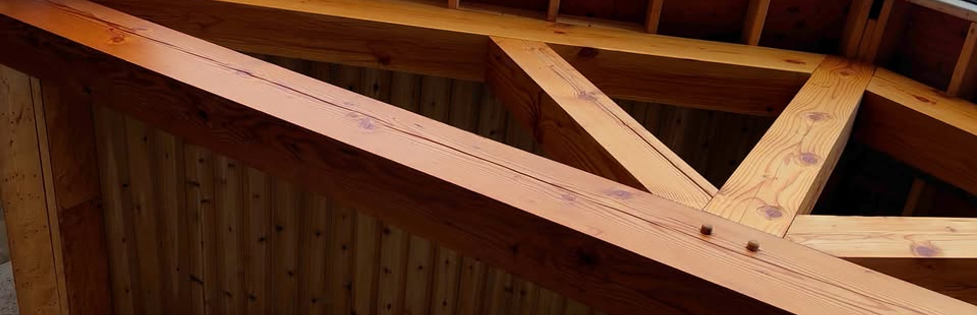 Laminated timber trusses on a TKC build